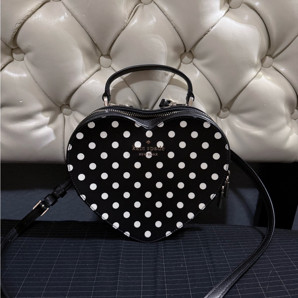 Kate Spade Black and White Heart Crossbody Bag